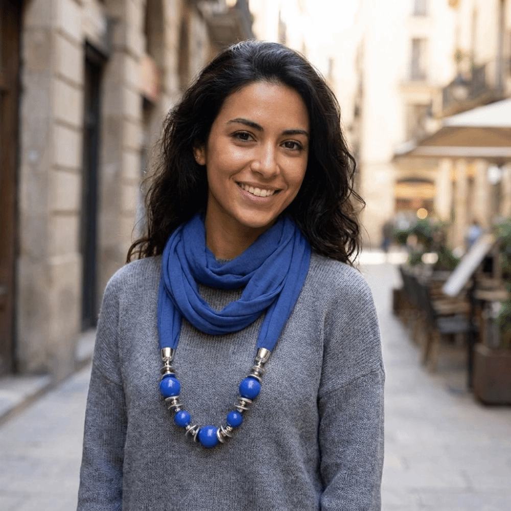 ผ้าพันคอชีฟองใหม่ ประดับลูกปัด - Infinity Scarf Knit บทวิจารณ์และราคา