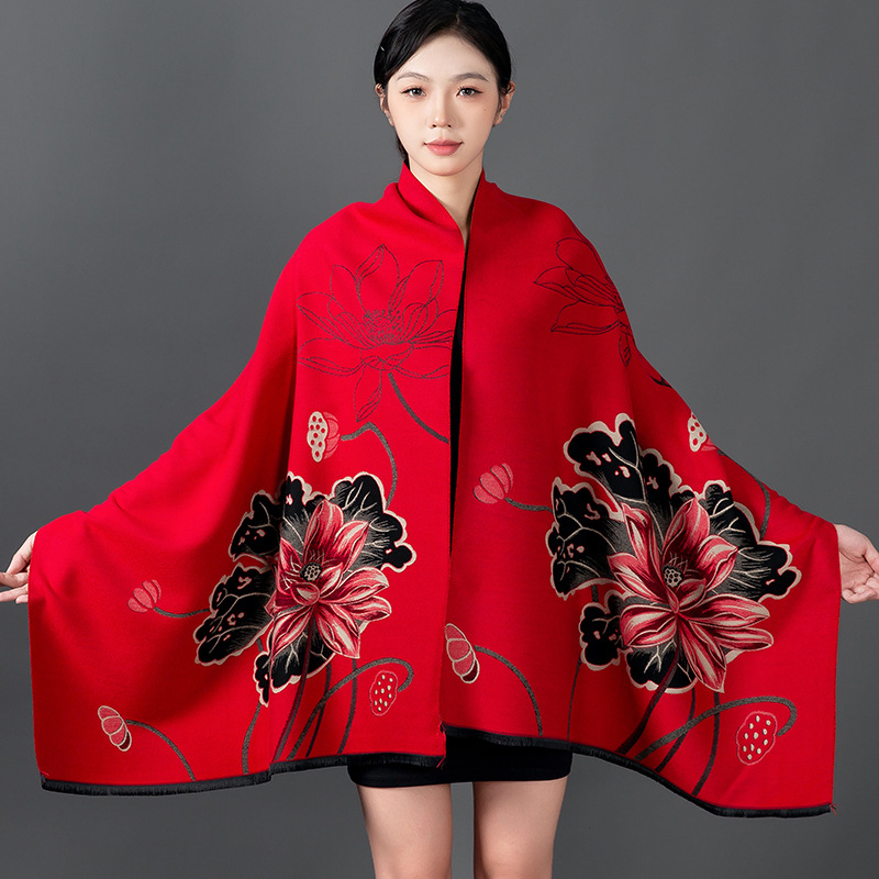 ผู้หญิงฤดูหนาวผ้าคลุมไหล่ผ้าพั - Woven Scarf Blanket บทวิจารณ์และราคา