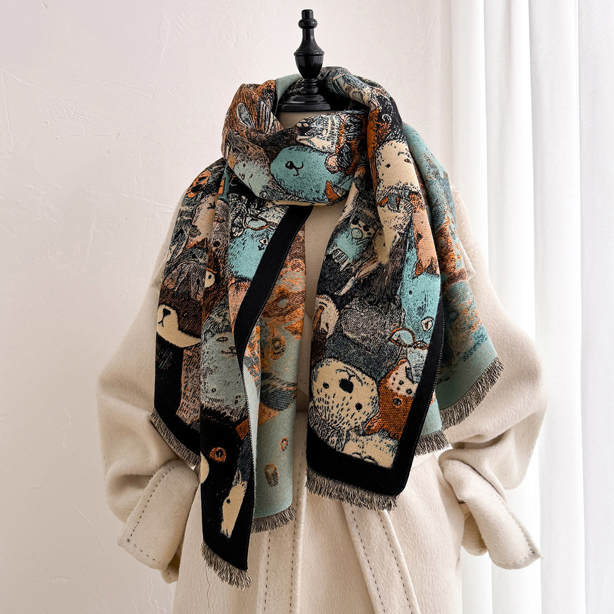 ผ้าพันคอแคชเมียร์เทียมสำหรับผู - Woven Scarf Blanket บทวิจารณ์และราคา