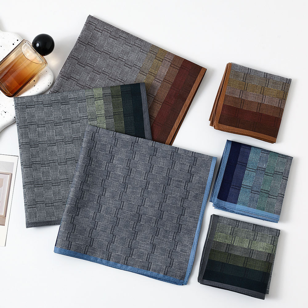 ผ้าเช็ดหน้าผู้ชายลายตารางสีตัด - Handkerchief Cotton Men บทวิจารณ์และราคา