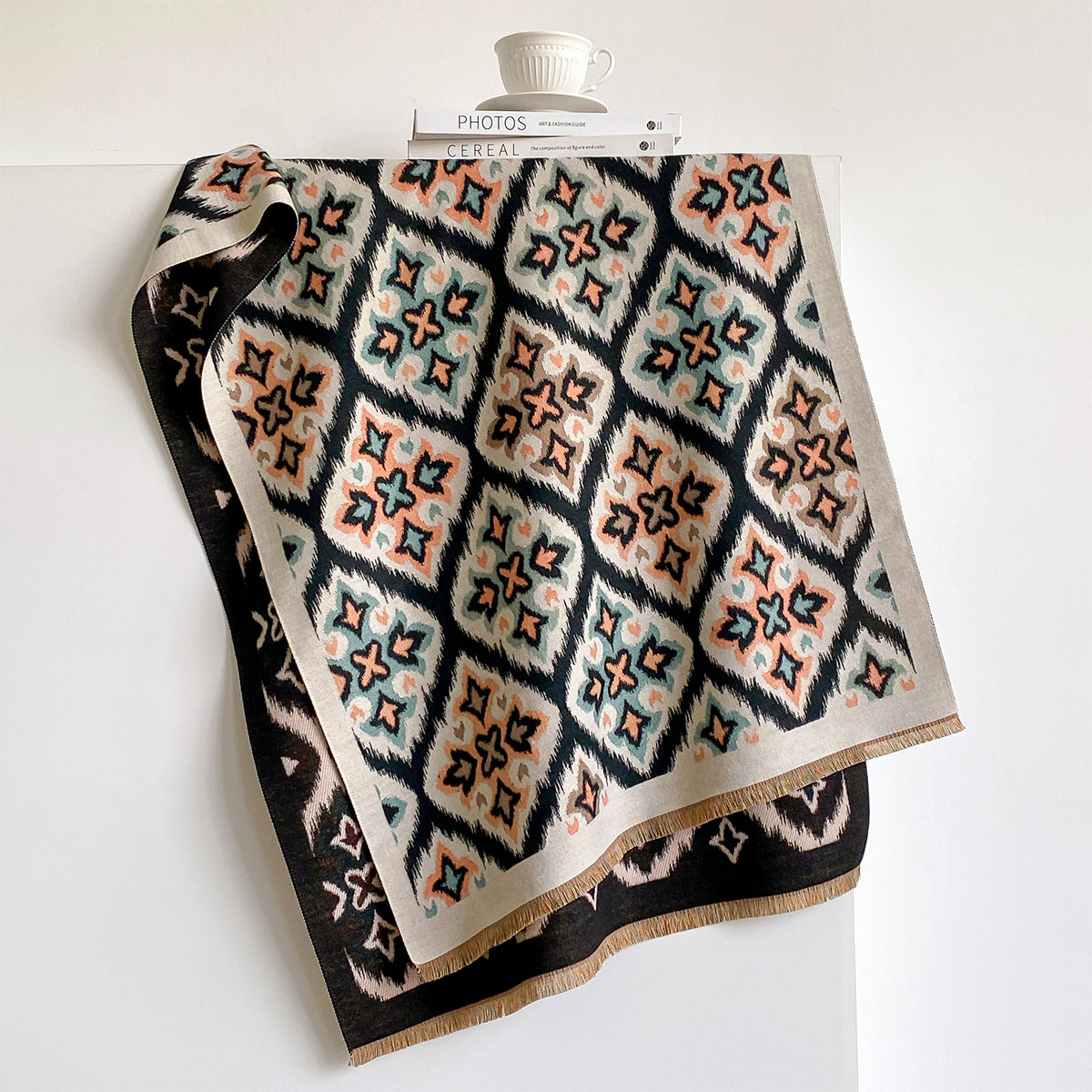 ผ้าพันคอผู้หญิงแบบสองด้าน ลายด - Woven Scarf Blanket บทวิจารณ์และราคา