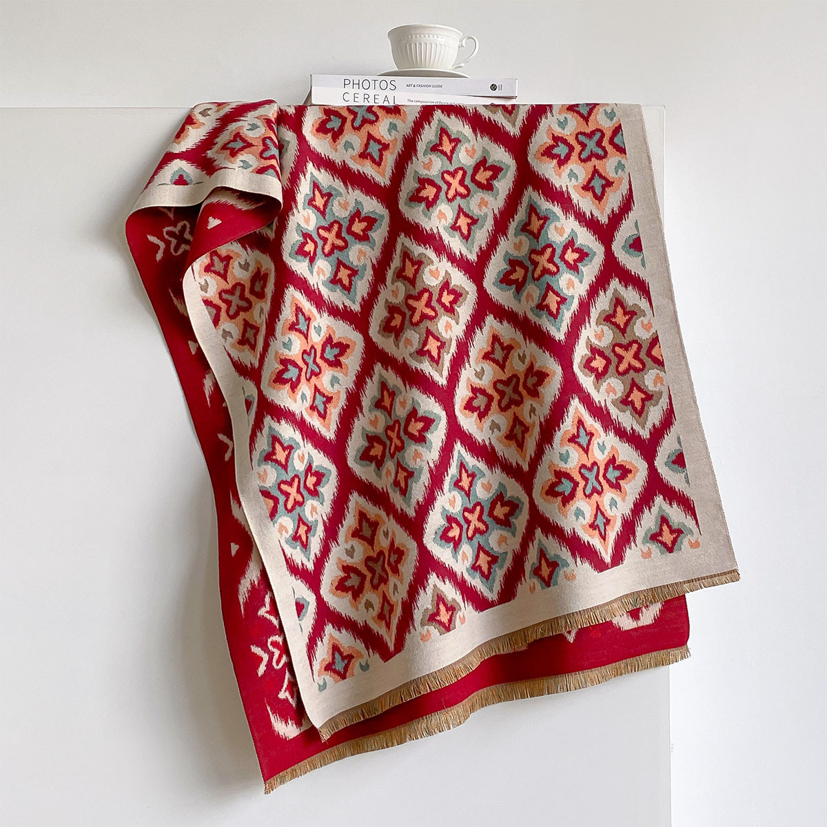 ผ้าพันคอผู้หญิงแบบสองด้าน ลายด - Woven Scarf Blanket บทวิจารณ์และราคา