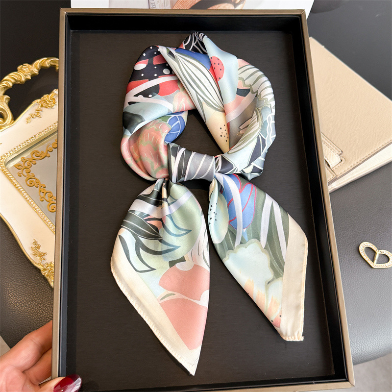 ผ้าพันคอพิมพ์ลายดอกไม้ใหม่ปี 2 - Scarf Silk Square บทวิจารณ์และราคา