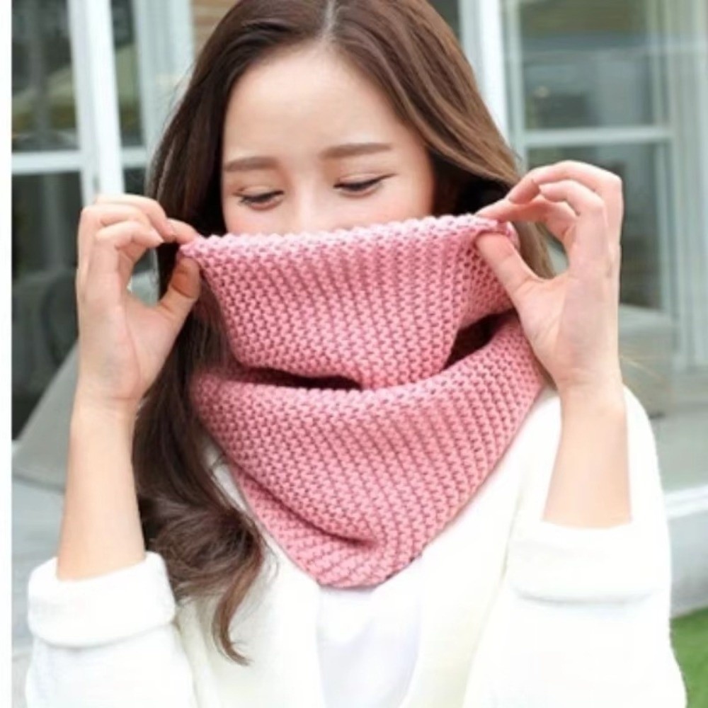 ผ้าพันคอแบบวงกลมสีพื้นอบอุ่น ร - Infinity Scarf Knit บทวิจารณ์และราคา
